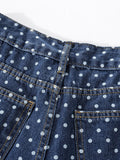 YESMYTOOL  -  Dot Printed Denim Skirt For Women American Streetwear High Waist Patchwork Mini A-line Culottes Summer 2024 New Trendy XX235