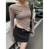 YESMYTOOL  -  Y2K Low Waist Mini Skirt With Short Lining Women Gray Black Summer A Line Skirts Party