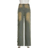 YESMYTOOL  -  y2k Tie Dye Cargo Jeans Big Pockets Low Waisted Baggy Trousers Women Streetwear Korean Fashion 2000s Pants Aesthetic