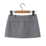 YESMYTOOL  -  Y2K Low Waist Mini Skirt With Short Lining Women Gray Black Summer A Line Skirts Party