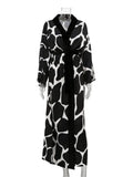 YESMYTOOL   -  Print Long Lace-up Maxi Dress Spring Summer Nightgown Long Sleeve Kimono For Women Bathrobe Gown Sexy Home Robe Loungewear