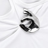 YESMYTOOL  -  Hardware Detail Ribbed Tank Top Streetwear Fashion Y2k Clothes Girl Summer Tight Fitted Crop Tops White Black Tees