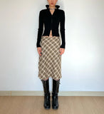 YESMYTOOL  -  Women High Waist Plaid A-Line Midi Skirt