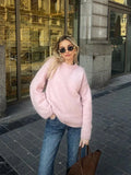 YESMYTOOL  -  Pink Casual Loose O Neck Pullover Sweater For Women 2024 Autumn Elegant Long Sleeves Knitted Top Female New Chic Commute Jumpers