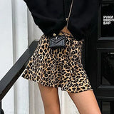 YESMYTOOL  -  Fashion Retro Leopard Print Short Skirt Women's Streetwear High Waist Lace-up Casual A-line Summer Shorts Skirt 2024 New