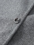 YESMYTOOL  -  Casual Single Button Woolen Coat Women 2024 Long Sleeve Loose Short Autumn Winter Coat Female Elegant Grey Chic V-neck Coats