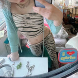 YESMYTOOL  -  Vintage Zebra Stripe Pattern Summer Tube Top Women Strapless Y2K Streetwear Party Crop Tops Off Shoulder 90s Outfits