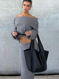 YESMYTOOL  -  Women Off Shoulder Knitting Sweater Two Piece Set Sexy Top Slim Wrap Hip Midi Vest Dress Autumn Winter Skirts Suit Fashion 2024