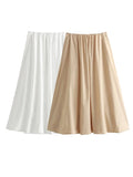 YESMYTOOL  - High Waisted White Loose Midi Skirt A-line Office Casual Summer Women's Skirt Elegant New Summer Spring Bottoms 2024