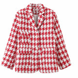 YESMYTOOL  -  2024 Fall / Autumn Winter New Women Fashion Basic Woolen Houndstooth  Jacket Basic Blazer