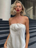 YESMYTOOL  -  Satin Maxi Vestido Strapless One Line Shoulder Sexy Y2k Leg Backless Slim Fit Wrapped Hip Dress Women Partywear