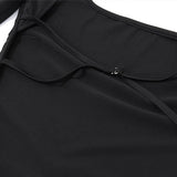 YESMYTOOL  -  Black Backless Bodysuits Women Square Neck Long Sleeve Thong Open Back Bodysuit Sexy Tops 2024 Fall Winter Outfits