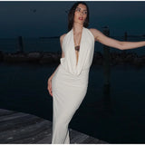 YESMYTOOL  -  Elagant Hang Neck Sleeveless Dresses For Women Sexy Backless Hip Package Female Long Dress 2024 Summer Lady Party Beach Robe New