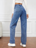 YESMYTOOL  -  2024 Women's Jeans Baggy Wide-leg Pants High-waisted Wash Denim Fashion Straight Leg Pants Y2k Jeans Pockets Pantalones De Mujer