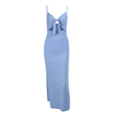 YESMYTOOL  -   Knitted Sleeveless Suspender Dress Female Spring European and American Women's Dress Halter Sexy Long Skirt