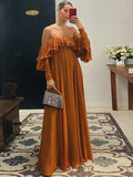 YESMYTOOL  - Ruffled Luxurious Evening Dresses Women Long Sleeved Off Shoulder Ladies Dresses For Special Occasions Summer Party Holiday Robe