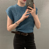 YESMYTOOL  -  Pullovers Sweaters Vest Loose Women Chic Gentle Spring Office Lady Slim Knitted Casual All Match Sleeveless Vintage