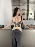 YESMYTOOL  -  Bufferfly Hooded Tank Top Sleeveless Top Women Crop Top Lace Up 2023 Summer See Through Top Women Sexy Shirt Chic Y2k