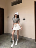 YESMYTOOL  -  2024 Spring Summer Korean Version Elegant Pleated Short Skirt Women High Waist Sexy Club Festival Party Mini Half Skirt Vintage