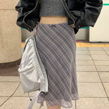 YESMYTOOL  -  England Style Plaid Skirt Women A-line Knee-length Summer 2024 Korean Fashion Harajuku Bottom Ladies Skirts Chic Y2k