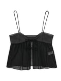 YESZMYTOOL  -  Black Patchwork Sheer Camis Women 2024 New Summer Sexy Fashion Sleeveless Lace-up Tank Top Elegant Casual Thin Cropped Tops Lady