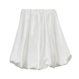 YESMYTOOL  -  Balloon Skirt Short Women Satin Vintage Loose High Waist A-line Maxi Skirt Office Lady Elegant Fashion Female Old Money