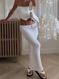 YESMYTOOL  -  Summer Knit Long Skirt Women Sexy Holiday Party Beach Cove-Up Midi Skirts Dropped Waist See Through Wrap White Maxi Skirt