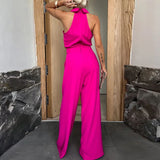 YESMYTOOL  -  Summer Off Shoulder Temperament Slim Romper Elegant Solid Color Sleeveless Pocket Jumpsuit New Lapel High Waist Commute Playsuit