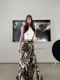 YESMYTOOL  - Bohemian Vacation Versatile Zebra Asymmetric Print Long Skirt With Slit A-lineretro Streetwear Women Summer Skirt 2024 New