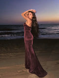 YESMYTOOL  -  Luxurious Velvet Slim Strapless Fishtail Dress Women Elegant Backless Sleeveless Maxi Dresses 2024 New Lady Party Evening Gowns