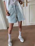 YESMYTOOL  -  Streetwear Light Blue Denim Shorts Women Korean Fashion High Waist Biker Shorts Jeans Feminino 2024 Summer Casual Chic