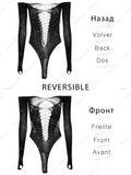 YESMYTOOL  -  Hollow Out Lace Hot Bodysuit Top Lingerie For Women Mesh See-through Long Sleeve Body Tops Female Nightclub Bodysuits