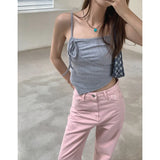 YESMYTOOL  -  Women Pink Jeans Solid Vintage Straight Baggy Pants Chic Design Streetwear Fashion Y2K Style Denim Summer NEW Wide Leg Trouser