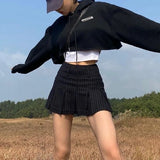 YESMYTOOL  -  Pleated Skirts Y2k Vintage Striped Women High Waist Preppy Style Korean Sexy Slim A Line Mini Skirt School Uniform Casual