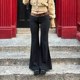 YESMYTOOL  -  Fashion Leopard Patched Skinny Low Rise Flare Pants Vintage Elegant Clubwear Party Full Length Trousers Boot Cut 2024