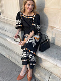 YESMYTOOL  -  Women's Elegant Printed Long Dress Lantern Short Sleeve Loose Female Dresses Casual Square Collar Holiday Lady Robe Summer 2024