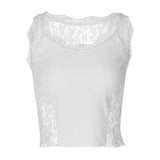 YESMYTOOL  -  Fashionable Cami Top with Contrast Lace Detailing and Spaghetti Straps，Sleeveless Tank for Women