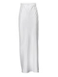 YESMYTOOL  -  Satin Split Maxi Skirt Women Dresses High Rise Slim Straight Long Skirt Casual Commuting Autumn Elegant French Commutwear