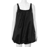 YESMYTOOL  -  Solid Pleated Puff Camisole Dress Sexy Y2k Sleeveless Backless Square Neck Casual Street Style Loose Short Ball Gown