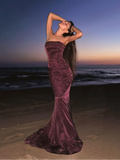 YESMYTOOL  -  Luxurious Velvet Slim Strapless Fishtail Dress Women Elegant Backless Sleeveless Maxi Dresses 2024 New Lady Party Evening Gowns