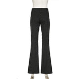 YESMYTOOL  -  Streetwear Fashion Black Stripe Women Trousers Low Waisted Chic Elegant Flared Pants Chic Ladies Full Length Outfits