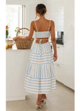 YESMYTOOL  -  Foridol Striped Summer Women Dress Beach Sexy Boho Sundress Spaghetti Strap Cut Out A-line Maxi Midi Vestidos 2024 Spring Dress