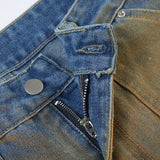 YESMYTOOL  -  Washed Distressed Retro Gradient Holes Jeans 2024 Autumn Splashed Ink High Waist Straight Leg Casual Denim Pants Streetwear