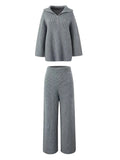 YESMYTOOL  -  Grey Autumn Winter Knitted Sweater Pants Set 2 Pcs Outfits Thick Casual Wide Leg Pants Zip Pullover Female Loose Set