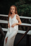 YESMYTOOL  -  2024 Summer Women Solid White V Neck Sleeveless Fashion Dress Split Tank Dress