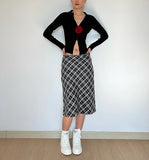 YESMYTOOL  -  Women High Waist Plaid A-Line Midi Skirt