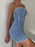 YESMYTOOL  -  Denim Bodycon Dress Summer Femme Slim High Wasit Dresses Ladies Fashion Sleeveless Casual Sexy Street Y2k Dress For Women