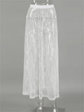 YESMYTOOL  -  Printed Hollow Out Fashion Long Skirt Female Lace See-Through Patchwork High Waist Party Looks Women's Summer Maxi Skirt