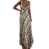 YESMYTOOL   - 2024 Summer Woman's Dresses Indie Folk Printing A-LINE Spaghetti Strap Holiday trip Backless V-Neck