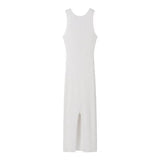 YESMYTOOL  -  Fashion Sleeveless Sexy Splited Bodycon Long Dress for Women Sexy Shiny Knitted Hollow Out Dresses Female Chic Evening Robes